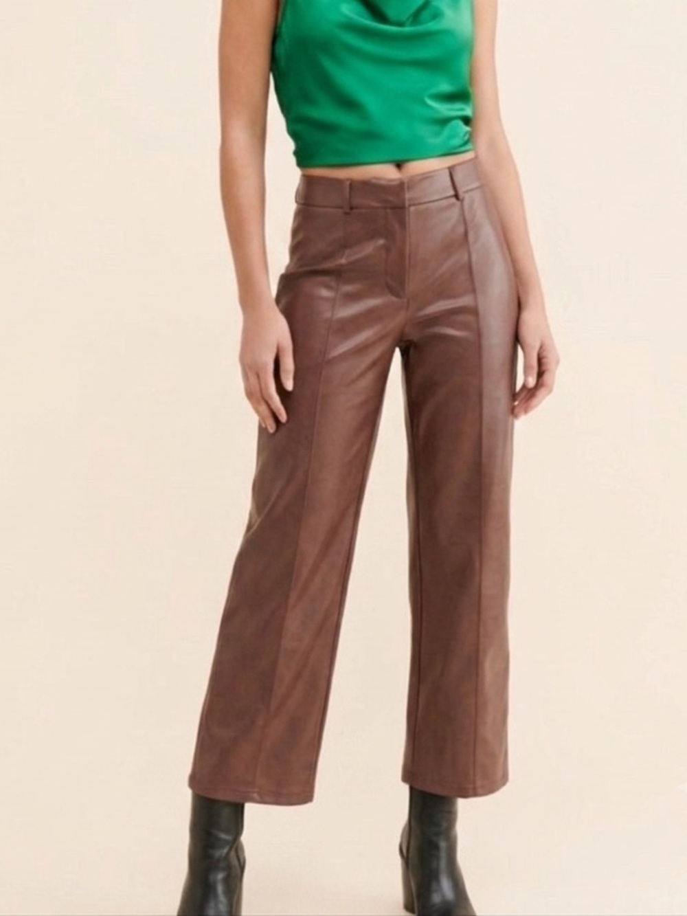 ANTHROPOLOGIE Avec Les Filles Wide Leg Cropped Faux Leather Pants Women’s XL